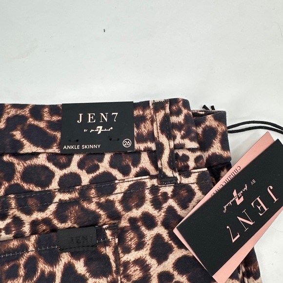 Jen 7 by 7 for all Mankind Ankle Skinny Leopard Print Jeans Size 26 Plus NWT - Picture 2 of 4
